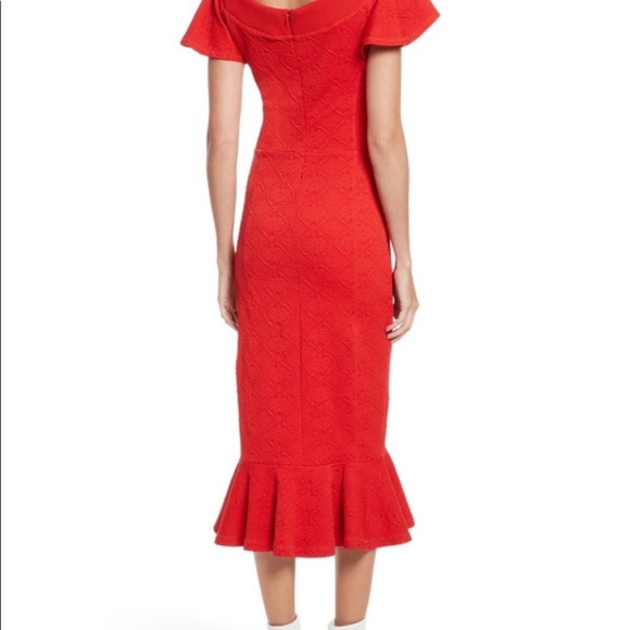 Opening Ceremony Embossed Sheath Tulip Dress in Red, sz Small - Picture 4 of 16